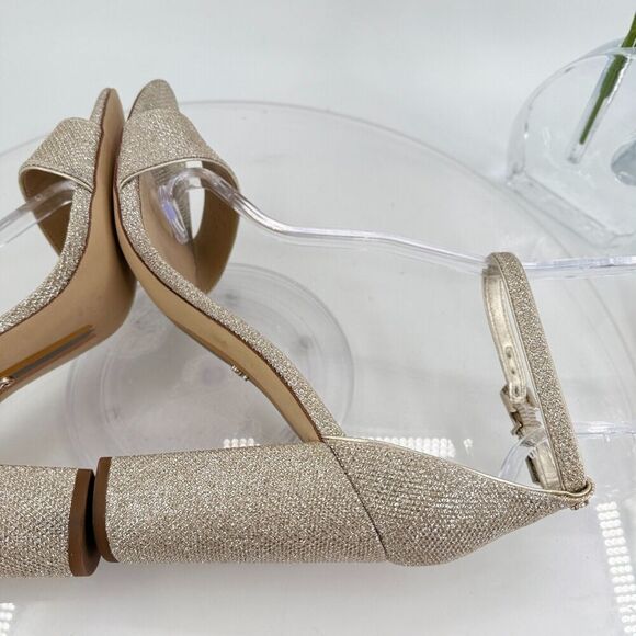 Sam Edelman Womens Yaro Sandals Ankle Strap Block Heel Gold Shimmer Size 10 Prom - Picture 10 of 16